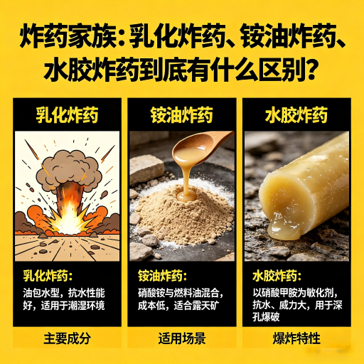 什玲镇炸药家族：乳化炸药、铵油炸药、水胶炸药到底有什么区别？